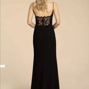 Hayley Paige Bridesmaid Dress 5964- Black Chiffon & Lace, size 0